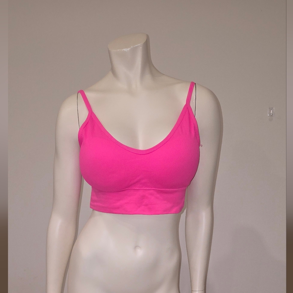 Pink Scoop Neck Bra with Spaghetti Straps L